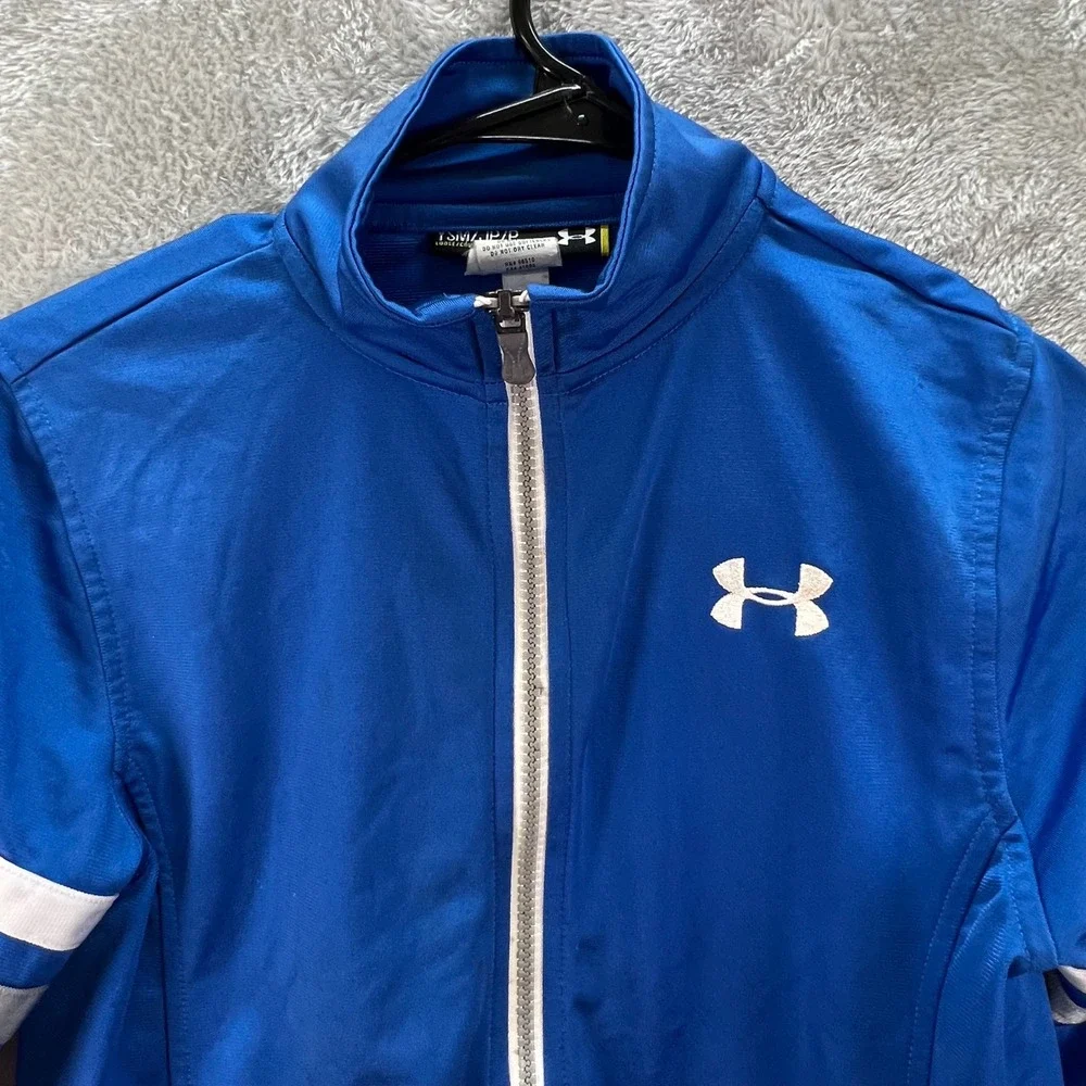 Under Armour Boys Royal Blue Full Zip Track Jacket‎ Striped Sleeves YSM Small